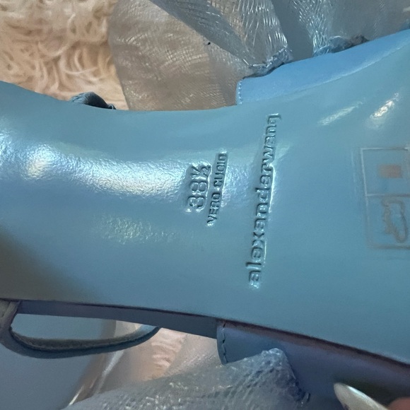 Insanely Pretty Alexander Wang “Pom 105” Silk Tulle Sandals Sky Blue 38.5 BNIB - Picture 12 of 15